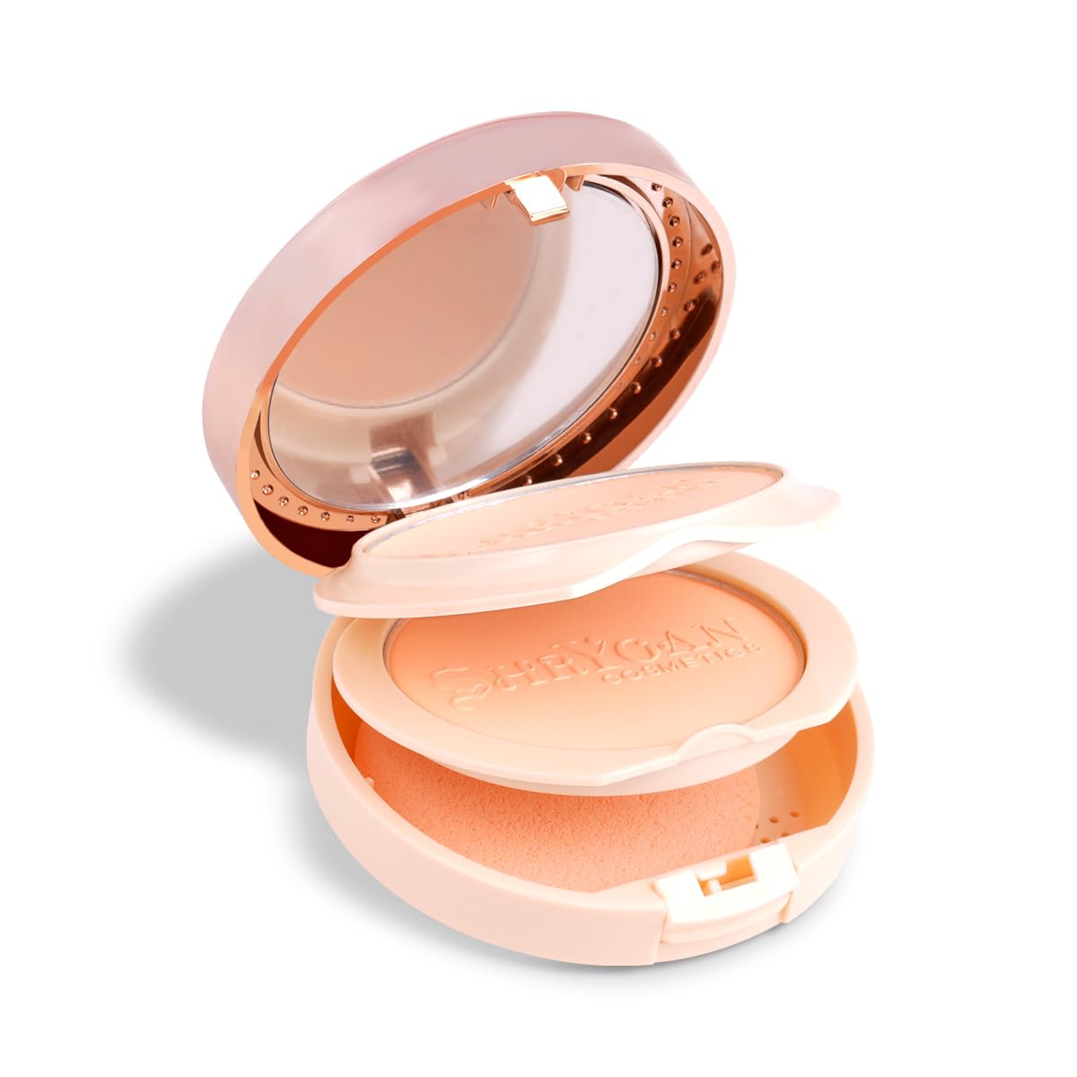 Shryoan 2 IN 1 Oil Control Compact Powder Full Coverage White Tone with Mirror Fair Skin Matte Finish Double Beige Shades with Oval Makeup Brush (SH03)
