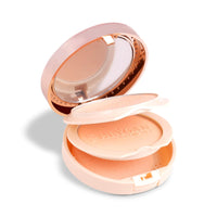 Shryoan 2 IN 1 Oil Control Compact Powder Full Coverage White Tone with Mirror Fair Skin Matte Finish Double Beige Shades with Oval Makeup Brush (SH03)