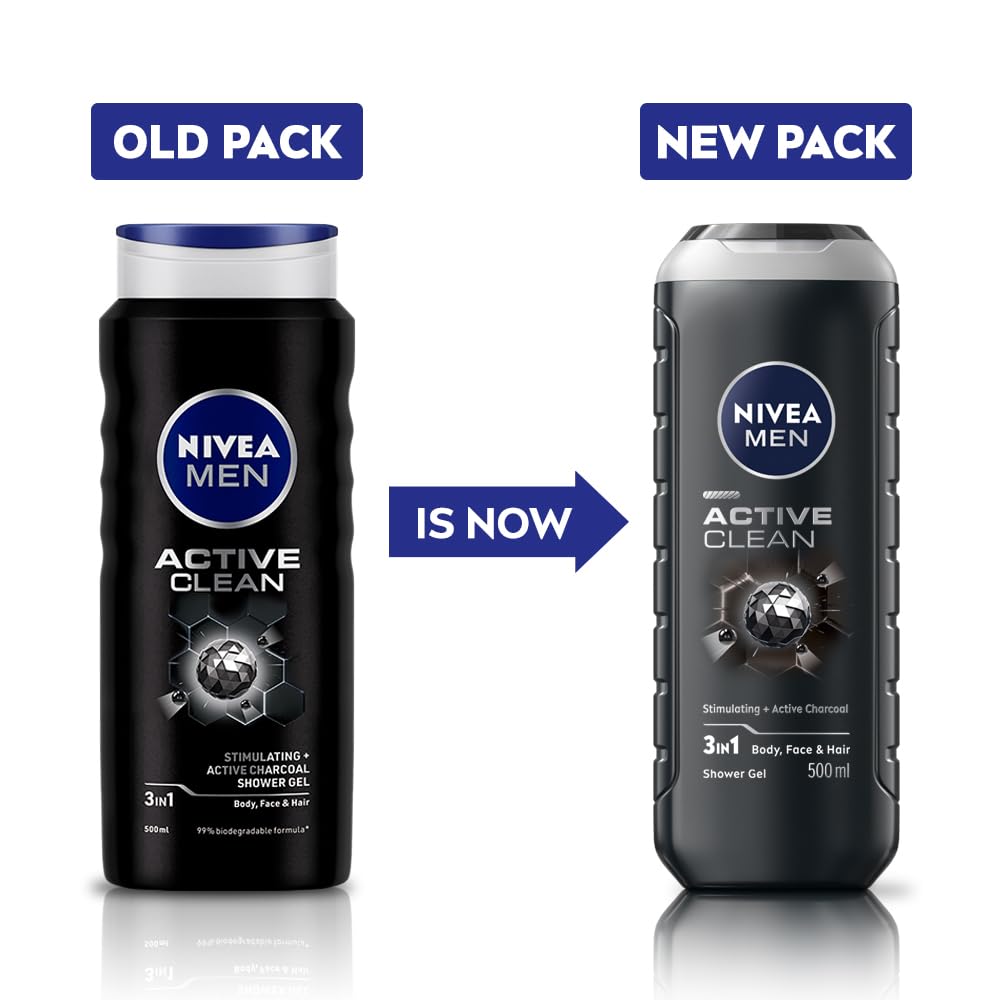 NIVEA MEN Active Clean Shower Gel,500 ml (Pack of 1)