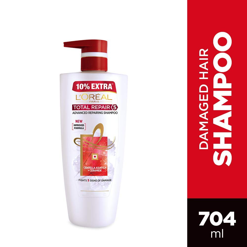 L'Oreal Paris Total Repair 5 Shampoo, 640ml (With 10% Extra) and L'Oreal Paris Total Repair 5 Serum, 80ml