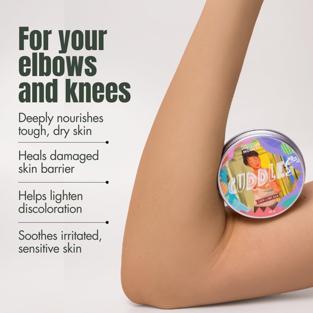 Hibiscus Monkey Cuddles, Elbow & Knee Balm | Reduces Discoloration, Deeply Moisturizes Dry and Rough Skin | Shea butter, Coconut Milk Oil, Vitamin E | Natural, Chemical Free | 50g