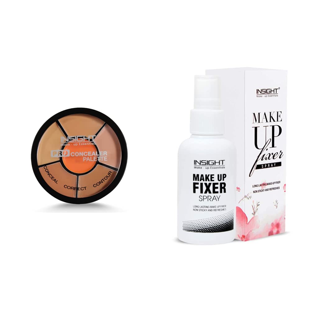 INSIGHT Cosmetics Pro Natural Cream Palette Full Coverage (Concealer) For Normal Skin & Makeup Fixer Spray 75Ml, Transparent, 1 Count, 2 Count