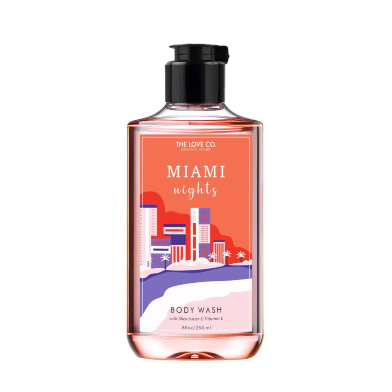 THE LOVE CO. Luxury Body Wash Shower Gel | Refreshing & Hydrating Formula | Unisex Bath & Body Wash for Men & Women | Vegan & Paraben Free | Vegan & Cruelty-Free (Miami Nights)