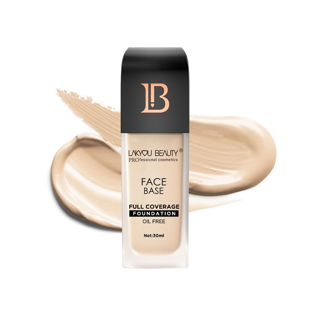Lakyou Beauty Face Base Full Coverage Foundation 30ml | Oil free full coverage pore fix weightless formula with hyaluronic acid with SPF 20 for all skin type (Natural Beige)