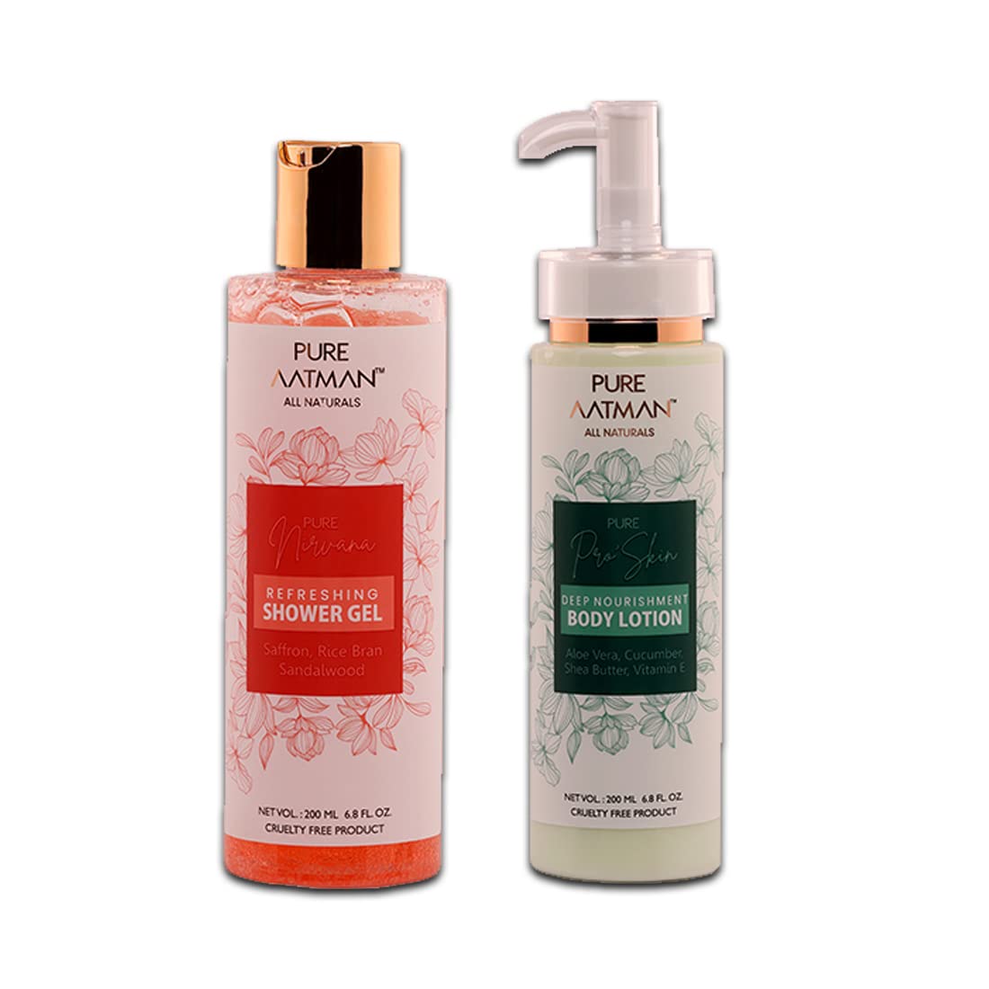 PURE AATMAN Fresh Body Wash For Radiant Glow | Moisturizing, Refreshing Deep Cleansing and Body Lotion With Aloe Vera Cucumber Shea butter Vitamin E dry skin Combo