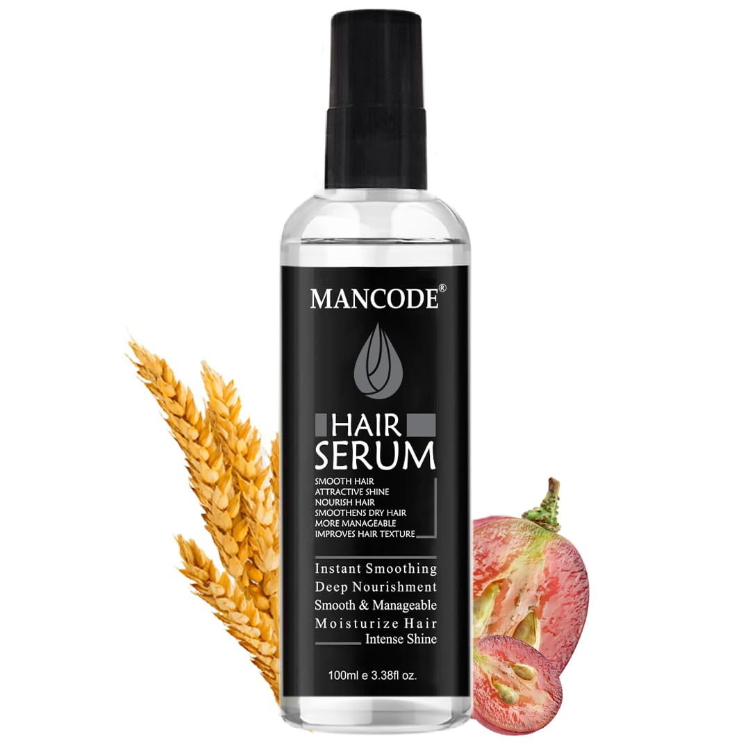 Mancode Hair Serum for Men Instant Shine & Smoothness Regular Use For Dry & Wet Hair Gives Frizz Free Soft & Silky Hair - 100ml (Men's Hair Serum, 100ml e 3.38fl oz.)