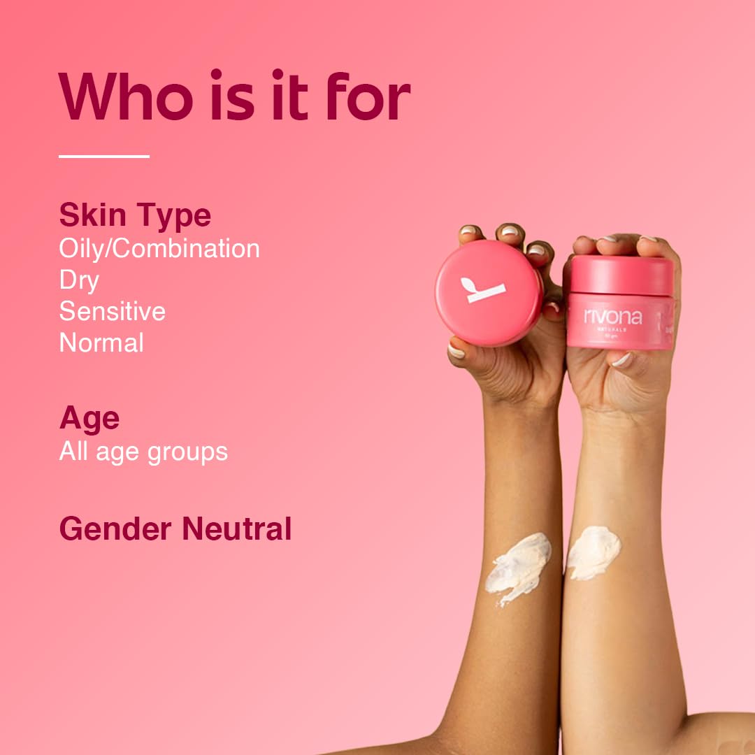Rivona Naturals Bright Pink Face Cream | Long-Lasting Hydration | Light make up look | Vegan | Niacinamide & Mulberry Extracts| Tinted moisturiser | 50 gm (Warm Beige, 50 g (Pack of 1))