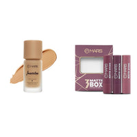 MARS High Coverage All Skin Type Liquid Foundation | Blemish Free & Blendable Foundation for Makeup (40ml) (SHADE-6.5) Matte Box Set of 3 Lipsticks for Women |(3x3.2 gm) (03-Plum)