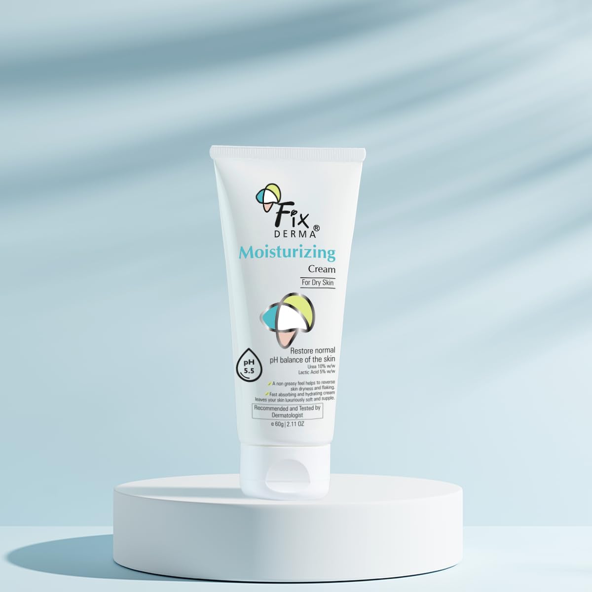 Fixderma Moisturizing cream, Daily Moisturizer for Dry & chapped skin, Provides Hydration and Moisturization, Non-Comedogenic & Non-Greasy formulation, 60g