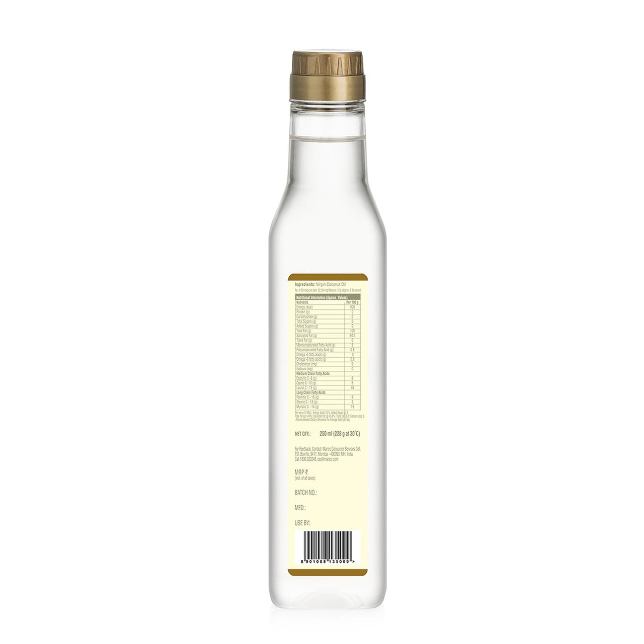 Coco Soul Cold Pressed Unrefined Virgin Coconut Oil | 60% MCT | Multipurpose Usage | Daily Cooking| Keto Friendly | Naturally Cholesterol Free | A1 grade real coconut | From Makers of Parachute 250 ml
