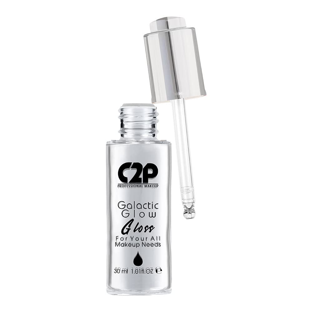 C2P Pro Galactic Glow Skin Gloss Multipurpose Face Serum for Soft Metallic Glass Like Glowing Skin & Shiny Hair, Luminous Pre & Post Makeup Application for Long Lasting Makeup (All Skin Type, 30 ml)