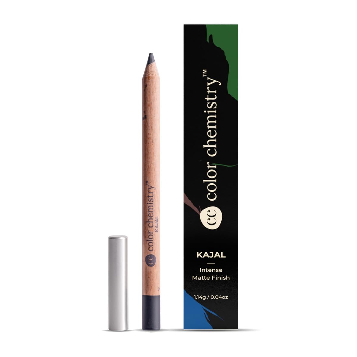COLOR CHEMISTRY Organic Kajal Eye Pencil, Black, Raven KJ01, 1.14 G | Long-Lasting, Certified Natural, Lead-Free & Toxin-Free | Rich Pigmentation, Smooth, Long-Wearing Soothing Formula