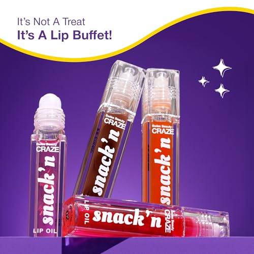 Swiss Beauty CRAZE Snack'n Nourishing Lip Oil | With Vitamin E and Hyaluronic acid | Gives Glass -Like shine | Shade- Pumpkin Pie, 4.5ml