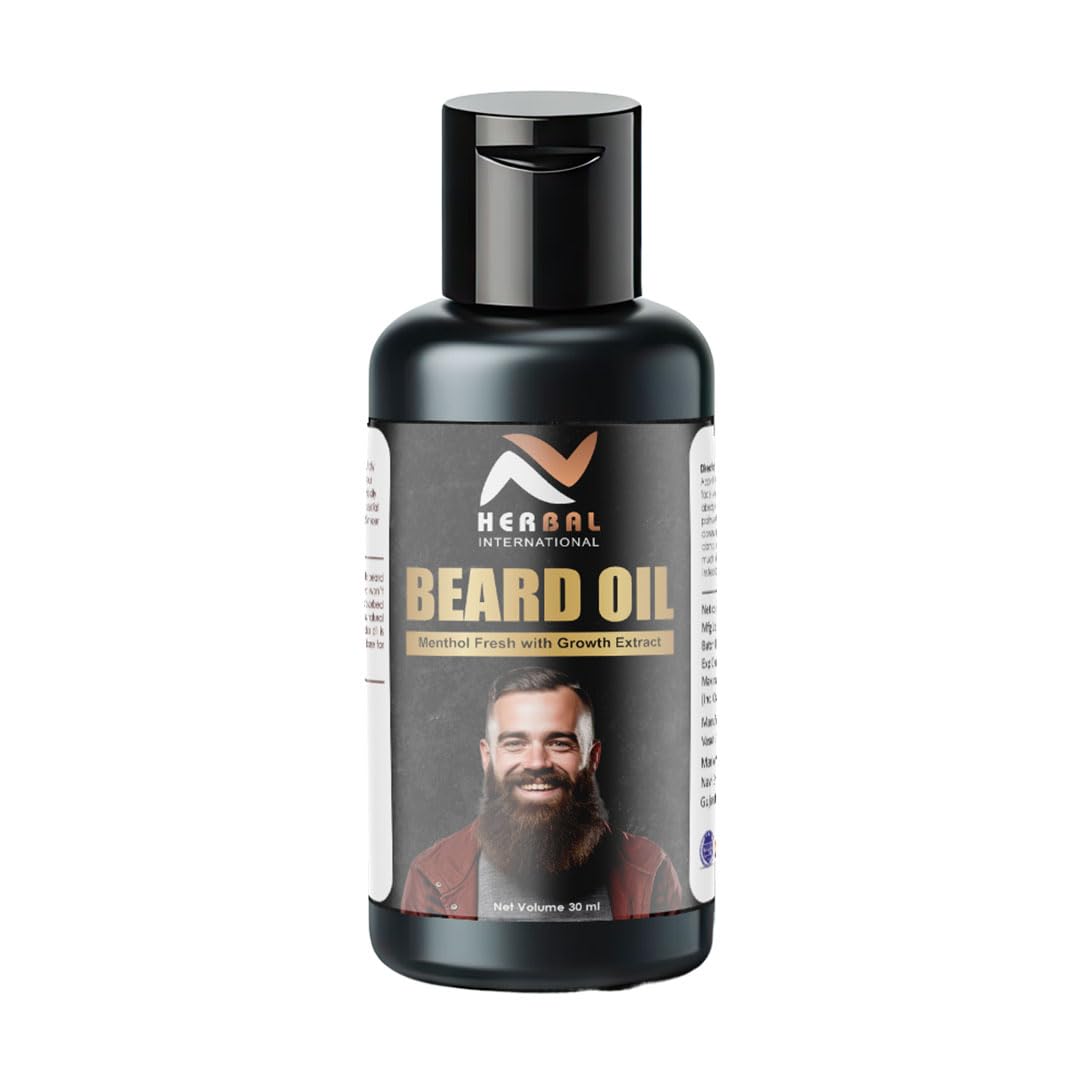 Beard Oil, Menthol Fresh with Growth Extract, 50 ml, Black (Pack Of 1)