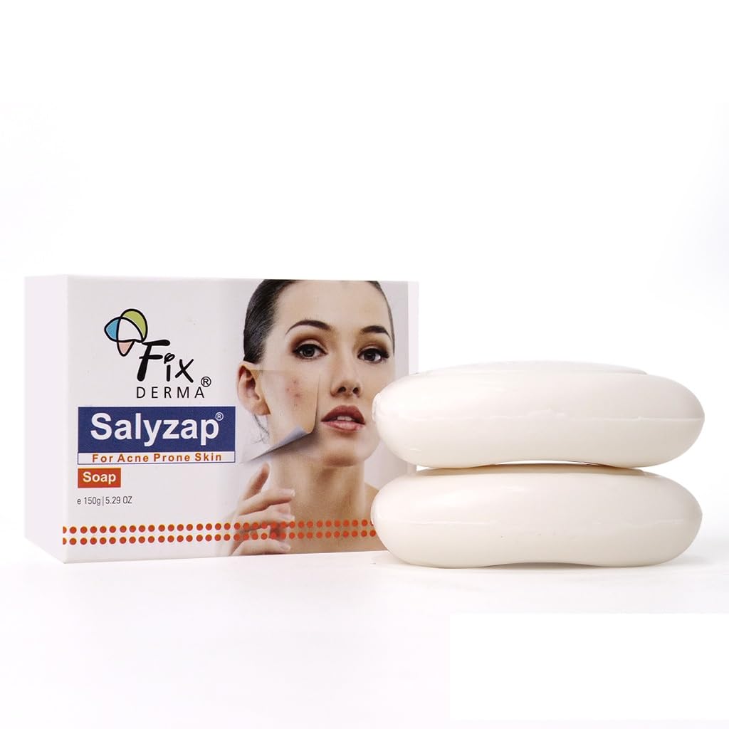 Fixderma Salyzap Soap with Salicylic Acid, Tea Tree Oil & Vitamin E | Acne Soap for Acne-Prone & Oily Skin | Soap for Treating Acne | Paraben Free - 150gm (Pack of 2)