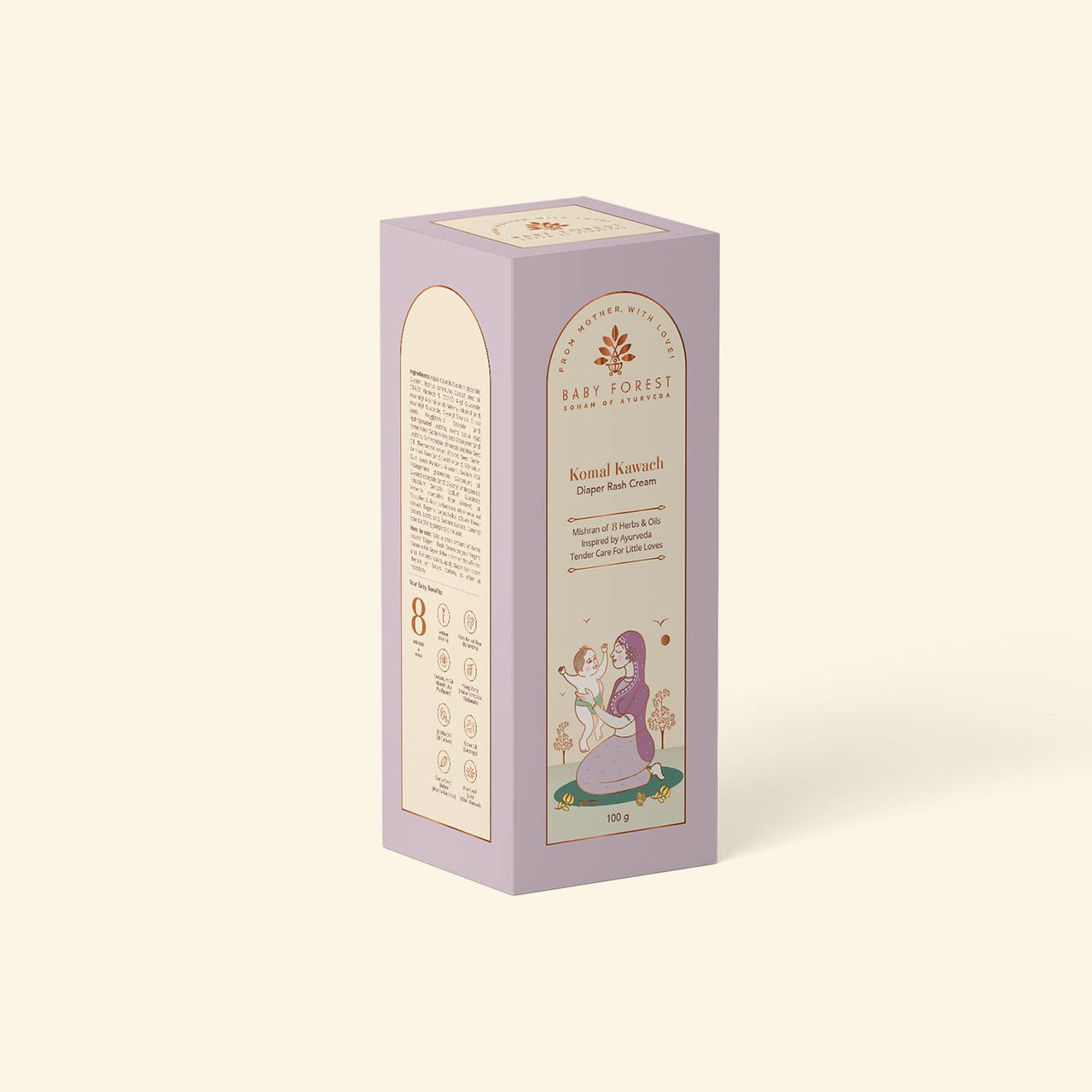Baby Forest Dulaar Pyar Baby Powder | Talc-Free Baby Powder (200g) with Komal Kawach Diaper Rash Cream (100g)