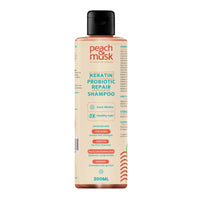 Peach & Musk Sulphate-Free Keratin Anti-Frizz Shampoo for Dry, Damaged Hair | Plant Based | Enriched with Probiotic & Collagen | Nourishing Shampoo for Smooth, Dry & Frizzy Hair | 250 ml