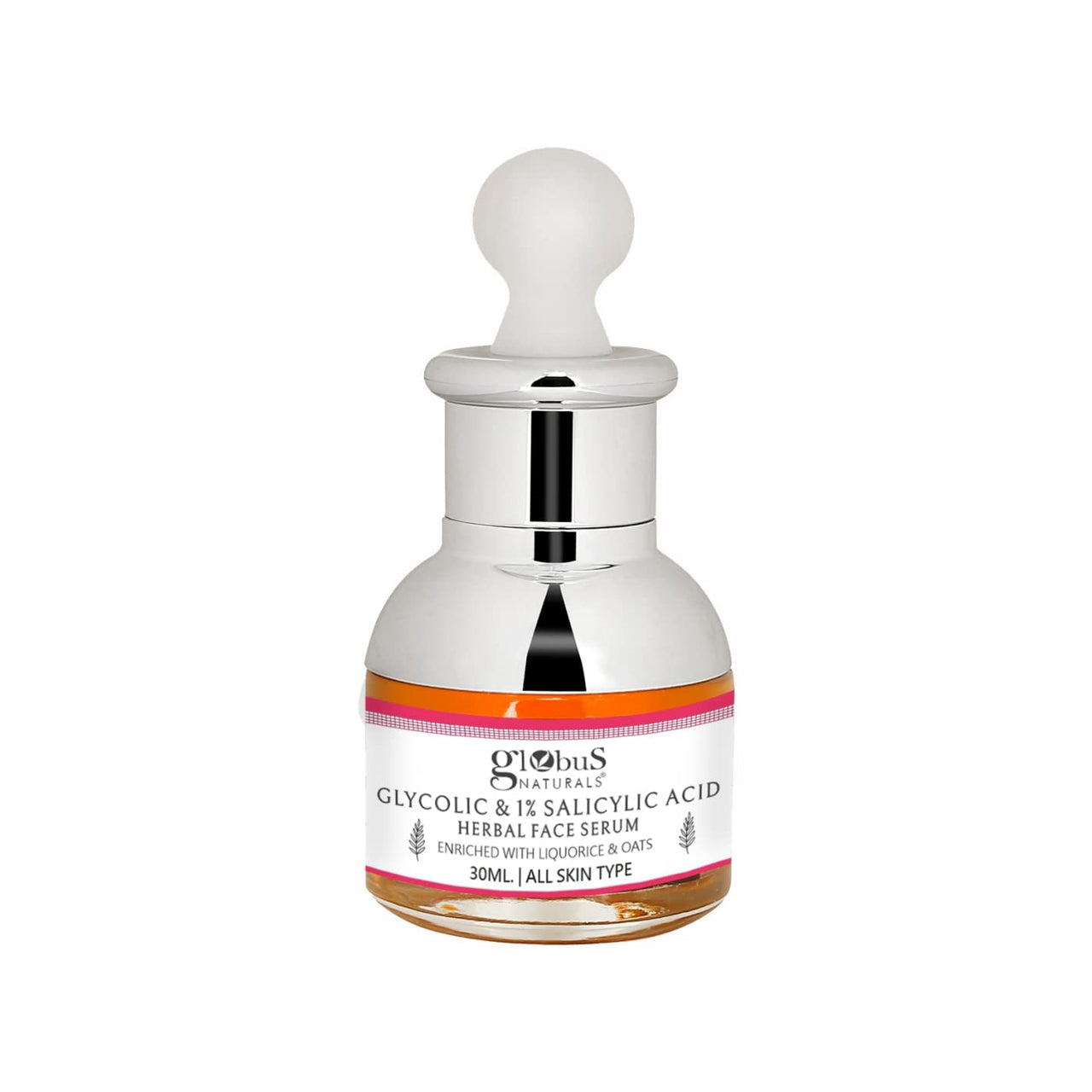 Globus Naturals Glycolic & 1% Salicylic Acid Anti Acne Face Serum, For Oily & Acne Prone Skin, Natural & Ayurvedic Formula, Chemical Free, Cruelty Free, 30 ml, Pack of 1