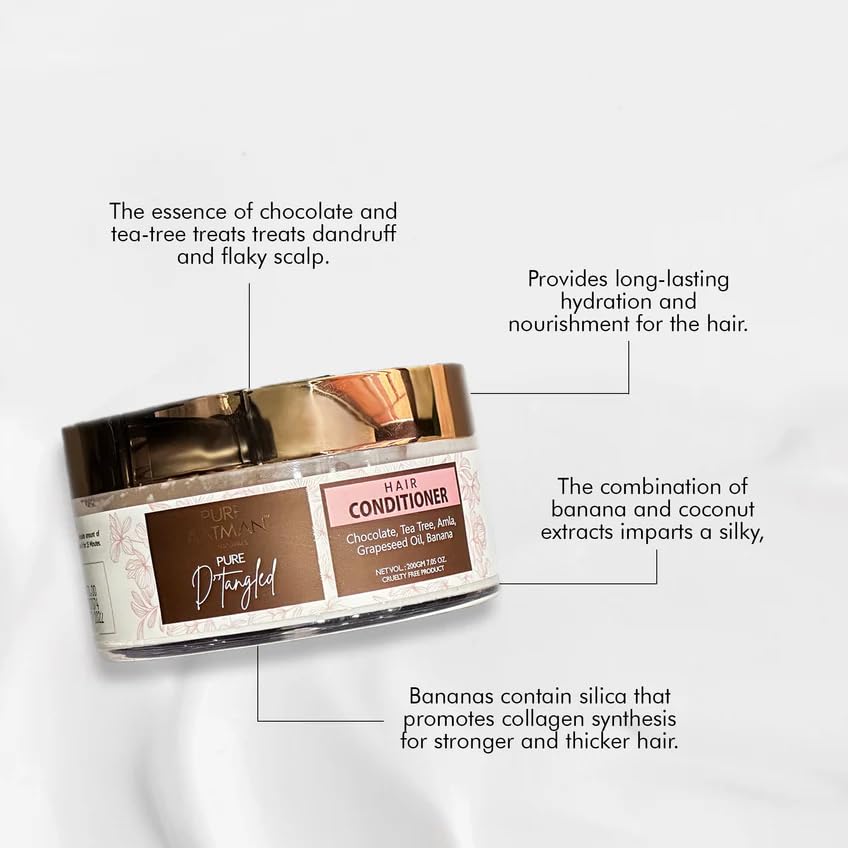 Pure Aatman Hair Mask For Frizzy & Split ends, Shea Butter, Avocoda Oil to Treat Hair Damage & Flaky Scalp, 100gm