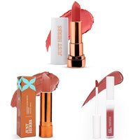 Just Herbs Matte Lipstick & Just Herbs Ultra Matte Bullet Lipstick Nourishing Non Drying and Long Stay Lipsticks for Women 4 g & Just Herbs Relaxed Matte Liquid Lipstick Lip colour (Nutty Spice)