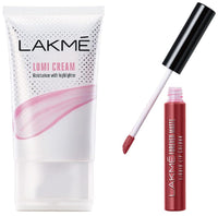 Lakmé Forever Matte Liquid Lip Color - 34 Brown Sheer & Lakmé Lumi Cream - Face cream with Moisturizer + Highlighter