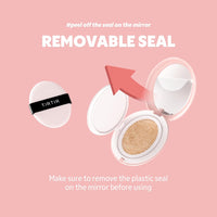 TIRTIR Mask All-Cover Cushion Foundation Full coverage | Skin fit, Satin Glow Finish | Korean Cushion Foundation #17C PORCELAIN | 4.5g