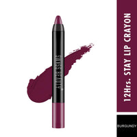 Swiss Beauty 12 Hrs. Stay Matte Lip Crayon, Burgundy, 3g - Long Lasting, Waterproof, Super Stay, Matte Finish Lip Crayon, Long Wear, Crayon Lipstick