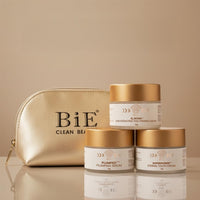 BiE Daily Glow Trial Kit | Travel Size Skincare Combo Set | Face Mask, Serum , Moisturiser & Travelling Pouch | Instantly Detans, Hydrates, Boosts Collagen & Strengthens Skin Barrier | 4pcs