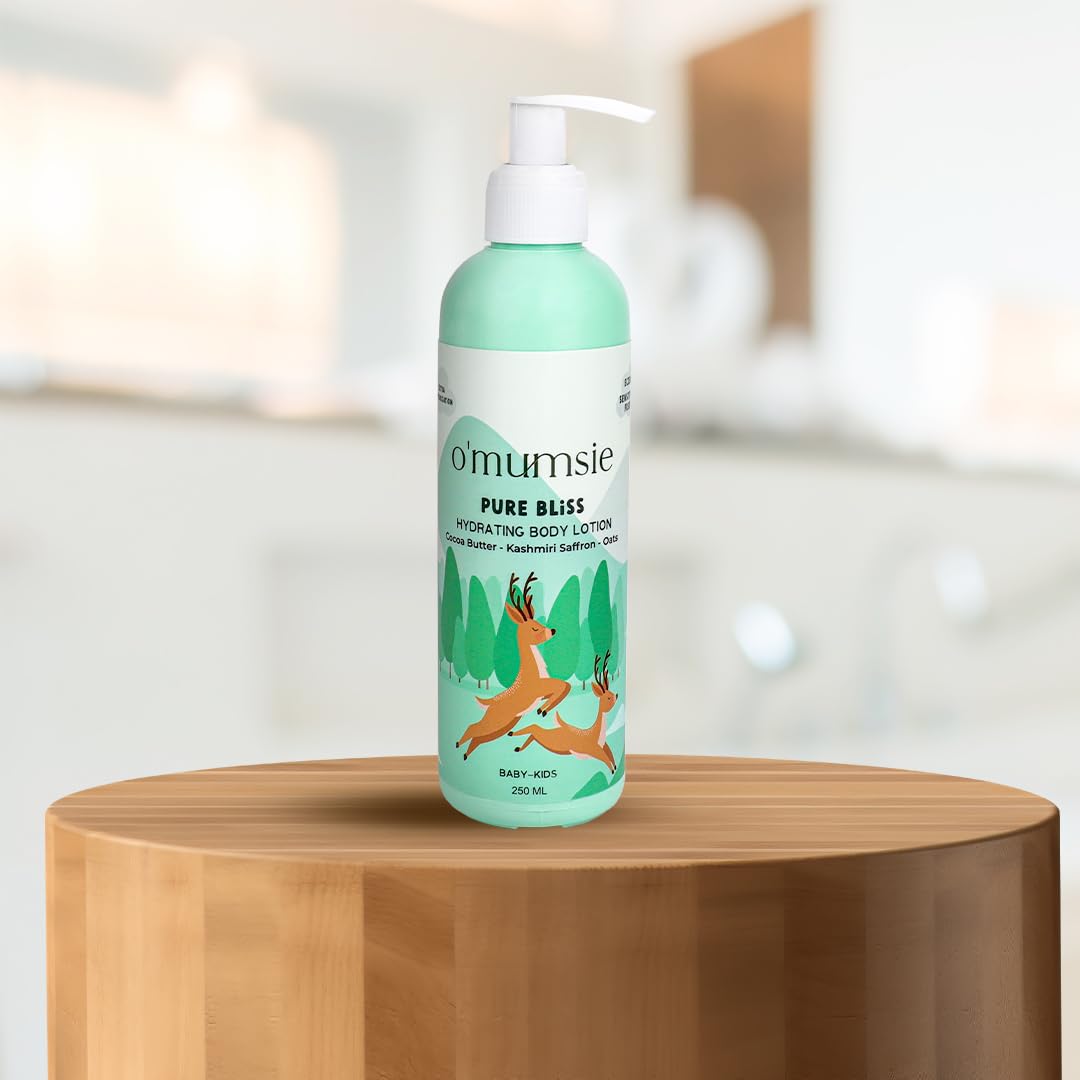 o Mumsie - curated for Devoted Mamas Pure Bliss Natural Baby Body Lotion - Moisturizing & Soothing,Gentle Formula for Sensitive Skin,Hypoallergenic,Paraben-Free,250ml - Ideal for Newborns & Toddlers