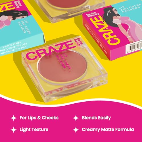 Swiss Beauty Craze Lip and Cheek Macaron | Multi- Purpose, lightweight Cream tint with Vitamin E and Olive oil | Shade- Brown Pie, 3gm