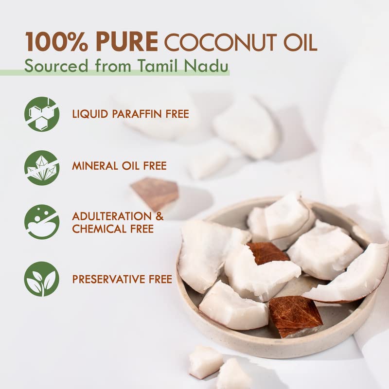 Nat Habit 100% Pure Coconut Oil For Skin & Hair, Non-Refined, LLP Free, Chemical Free & Preservative Free - 200 ml