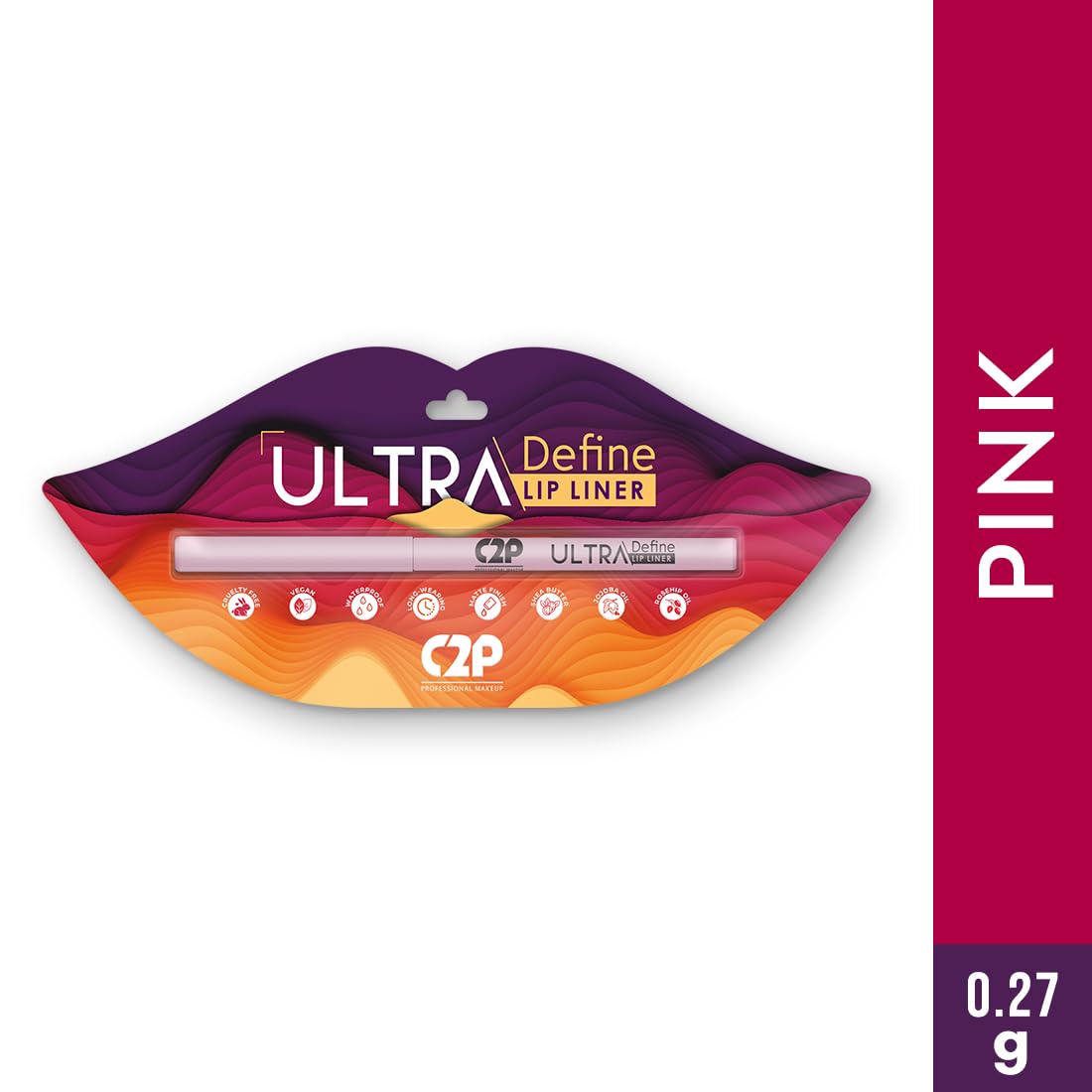 C2P Pro Ultra Define Lip Liner, One Swipe Smooth Application, Matte Finish, Long Lasting, Waterproof & Smudge Proof, Enriched with Jojoba Oil & Shea Butter, 0.27g (Ruby 05-Red)