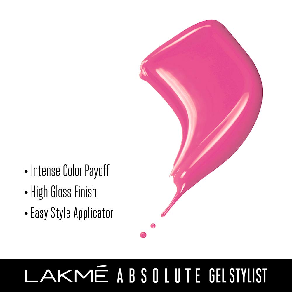 Lakmé Absolute Glossy Finish Gel Stylist Nail Color & Nail Color Remover Combo,12 ML