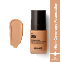 The Derma Co 2% Niacinamide High Coverage Matte Finish Foundation With 1% Hyaluronic Acid & Spf 40 Pa+++ For 12 Hour Long Stay & Oil Control - 05 Peach, For All Skin Type