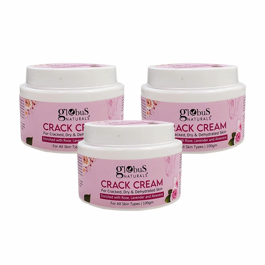 Globus Naturals Crack Cream Rose 100gm (Pack of 3)