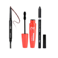 ZM Zayn & Myza Eye Makeup Combo | Wow Brow Eyebrow Pencil (Grey Brown), Blink It Mascara & Gel Kajal (Black) | Waterproof and Smudge proof (3 Items in the set)