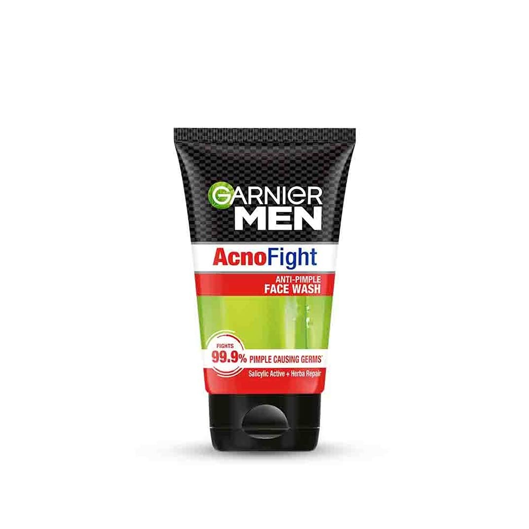 Garnier Men Acno Fight Anti Pimple Face Wash, Anti Pimple Face Wash with Salicylic Acid and Herba Repair, Suitable for all Skin Types, 100g