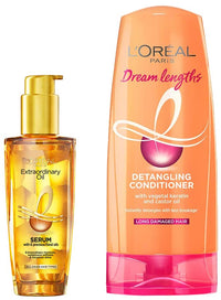 L'Oreal Paris Extraordinary Oil Hair Serum for Women and Men, 100 ml & L'Oreal Paris Dream Lengths Conditioner, 192.5 ml