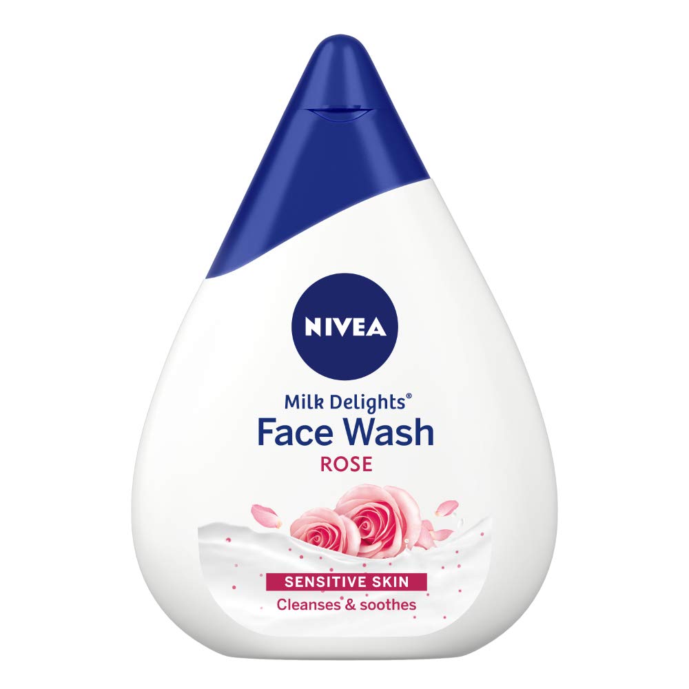Nivea Deodorant Roll-On, Whitening Smooth Skin for Women, 50ml And Face Wash, Milk Delights Caring Rosewater, Sensitive Skin for Women, 100ml
