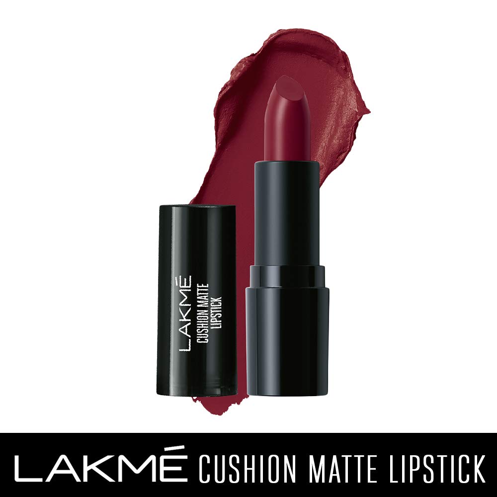 Lakmé Cushion Matte Lipstick, Burgundy Bloom, 4.5 g & Lakmé Cushion Matte Lipstick, Brown Sugar, 4.5 g