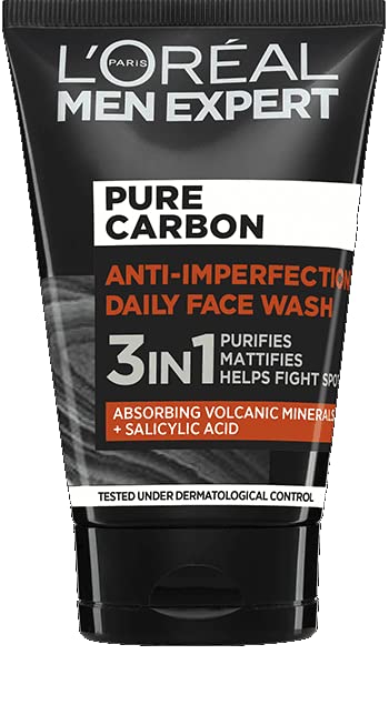 L'Oreal Paris Men Expert Pure Carbon 3 In 1 Face Wash Anti-Imperfection 100Ml