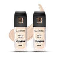 Lakyou Beauty Face Base Full Coverage Foundation | Waterproof | SPF 20 | ALL Skin TYPE | Shade-01(White Ivory) | Pack Of 2