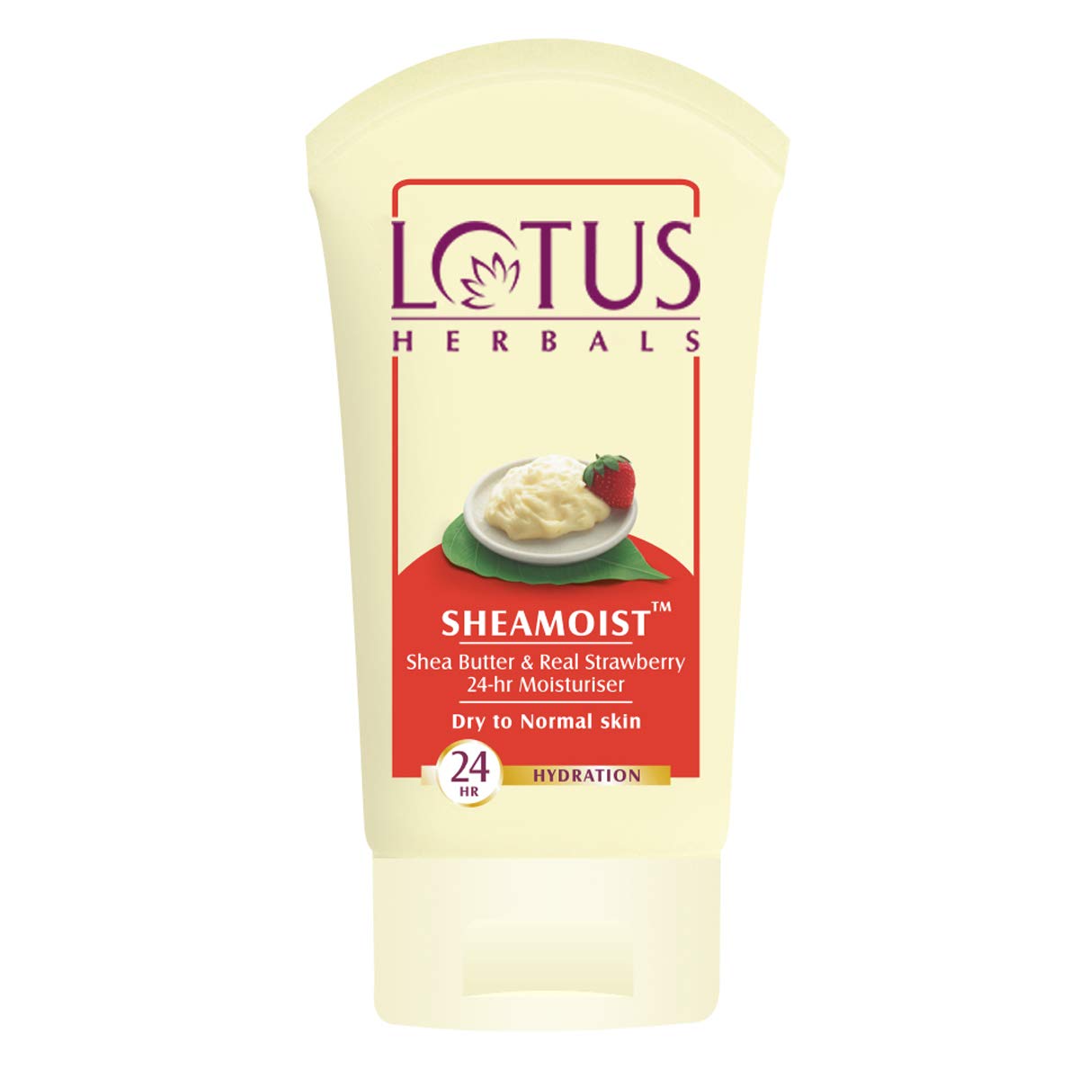 Lotus Herbals Shea Butter and Real Strawberry 24 Hour Moisturiser Cream (60g) x Pack of 4