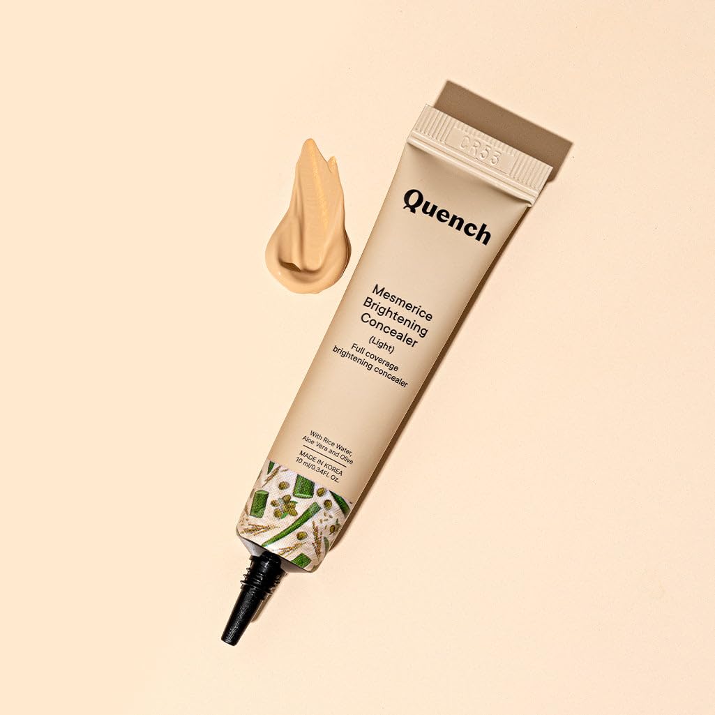 QUENCH BOTANICS Brightening Natural Cream Concealer With Rice Water & Aloe Vera | Conceals Dark Circles & Brightens Under Eyes All Skin | Made In Korea (Light), 10Ml