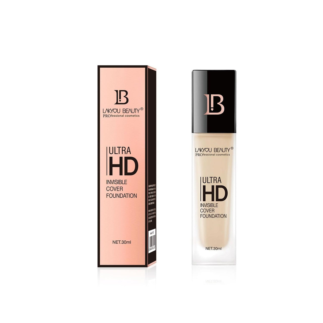 Lakyou Beauty Ultra HD Invisible Cover Foundation | Seamless Blend | High Definition Finish | Lightweight & Long-Lasting | Shade-03(Natural Beige)) | 30ml