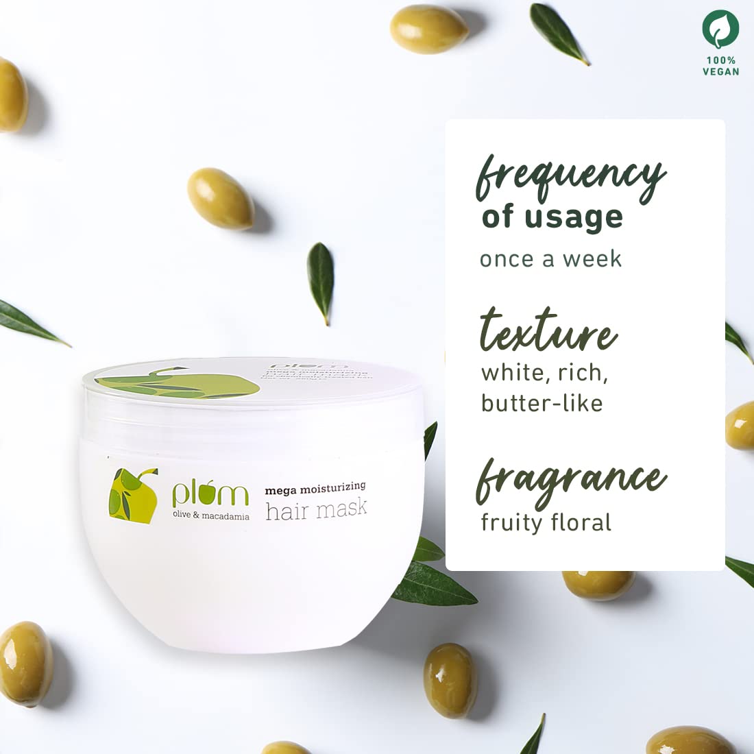 Plum Olive & Macadamia Mega Moisturizing Hair Mask, 250ml