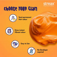 Streax Professional Hold & Play Funky Colour, Oomphy Orange, 100g | Orange Hair Colour I Vibrant Semi-Permanent Hair Colour | Ammonia Free, Peroxide Free