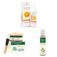 Bella Vita Organic Facial Kit Combo - Vitamin C Face Wash, Rose Water Toner, Multani Mitti Face Pack for Glowing Skin