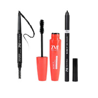 ZM Zayn & Myza Eye Makeup Combo | Wow Brow Eyebrow Pencil (Deep Brown), Blink It Mascara & Gel Kajal (Black) | Waterproof and Smudge proof (3 Items in the set)