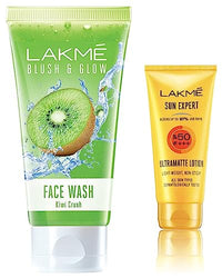 LAKMÉ Sun Expert Spf 50 Pa+++ Ultra Matte Lotion for All Skin Type, 50 Ml And Lakme Blush & Glow Kiwi Freshness Gel Face Wash, With Kiwi Extracts, 100G